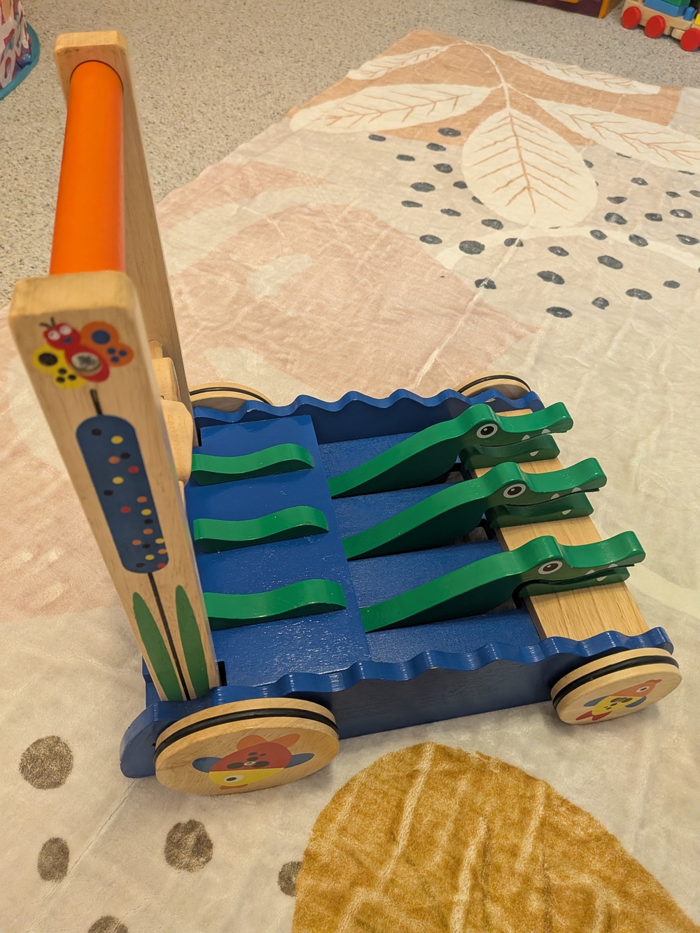 Melissa and Doug Chomp and Clack Wooden Push Walker with Green Crocodiles - Picture 4 of 5
